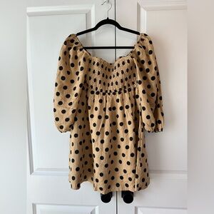 Faithfull the Brand Dallia Mini Dress Biscuit Dot (Size 8/L)